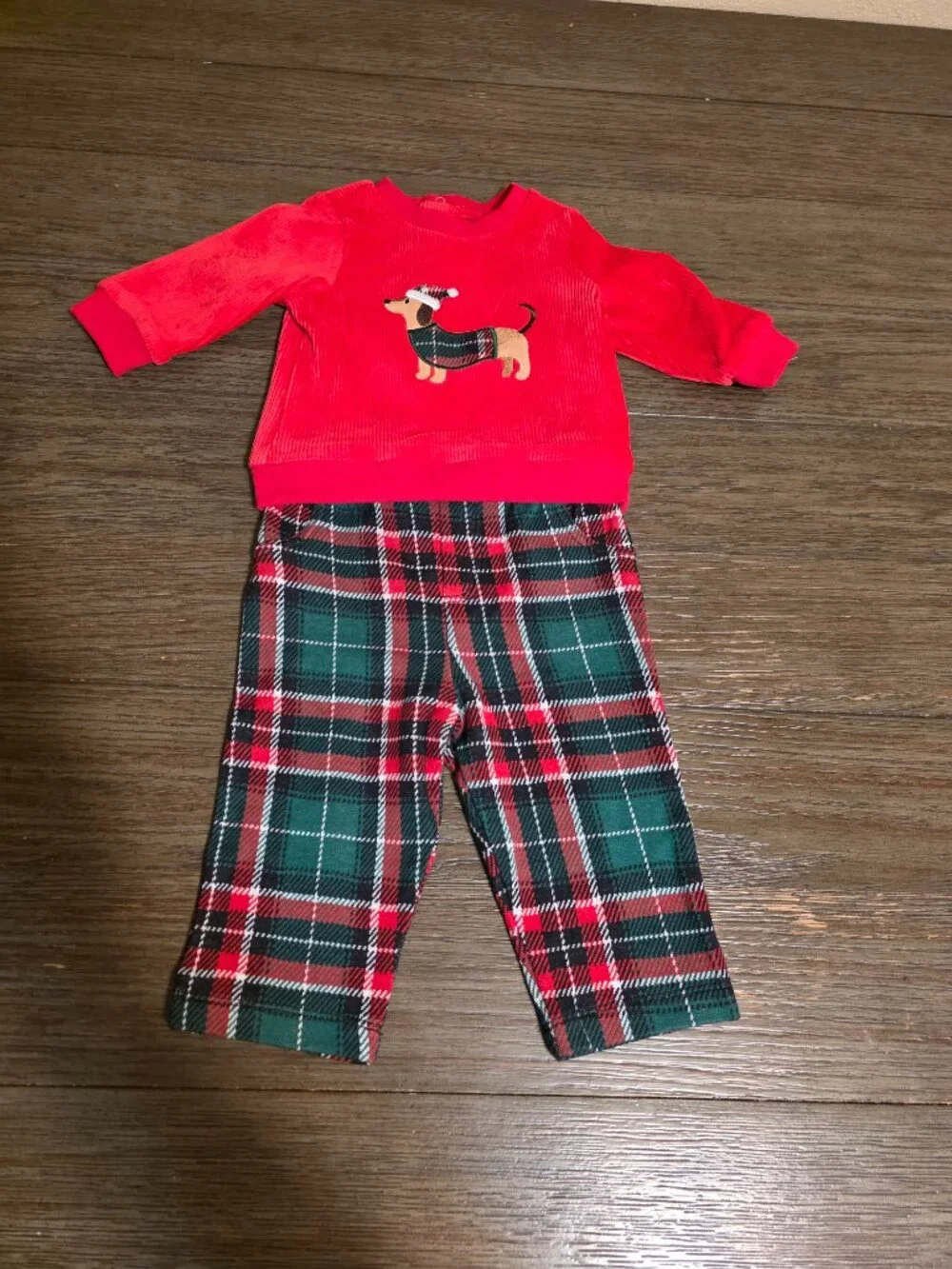 Little Me Baby Girl Plaid Puppy 2 Piece Set NWT 6M Red Christmas